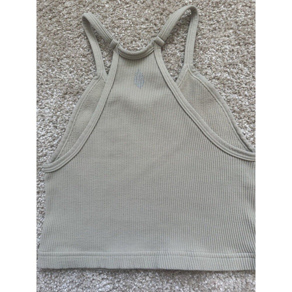 Free People Movement Happiness Runs Tank XS/S Beige Ribbed Crop Racerback Gym - Picture 3 of 4